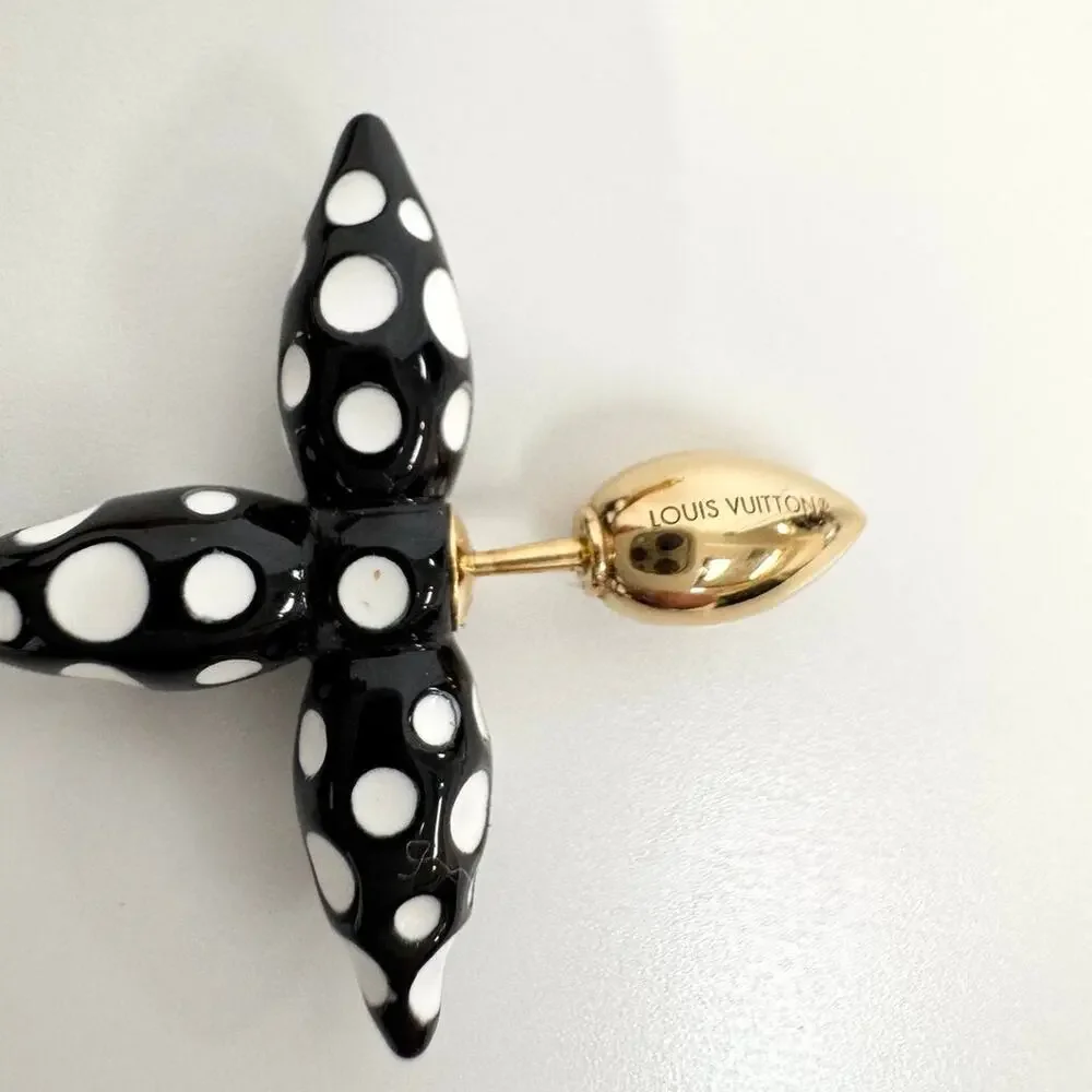 Louis Vuitton Yayoi Kusama Black & White Polka Dot Gold Earrings 2023 LV Jewlery